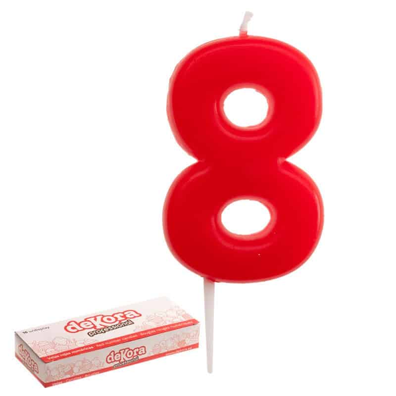 Dekora Fødselsdagslys nr. 8- Rød / 5,5 cm (UDGÅR)