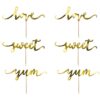PartyDeco Cupcake kagetopper Love - Guld, 6 stk.