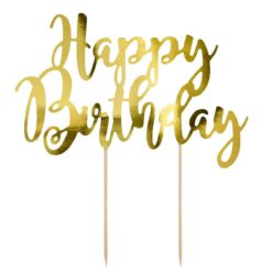 PartyDeco Kagetopper Happy Birthday - Guld