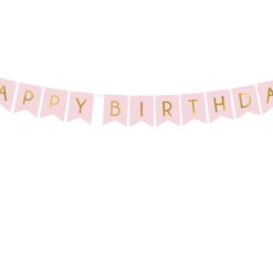 PartyDeco Banner Happy Birthday, lyseroed, 15 x 175 cm