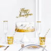 PartyDeco Kage topper Happy New Year, guld, 24 cm