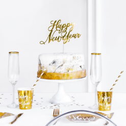 PartyDeco Kage topper Happy New Year, guld, 24 cm