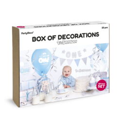 PartyDeco Partybox 1st Birthday - Soelv - 33 dele