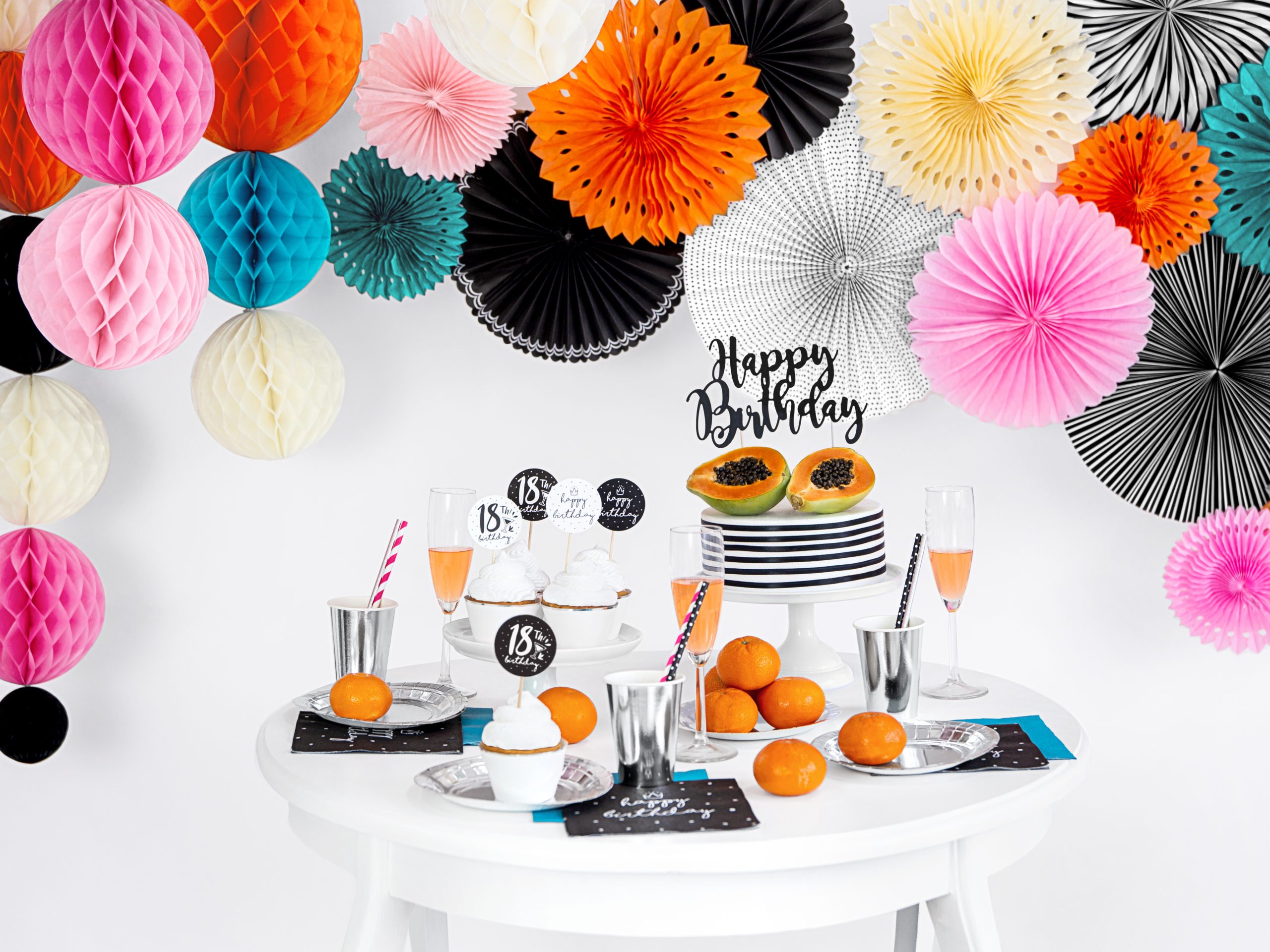 PartyDeco Servietter Happy Birthday, Sort