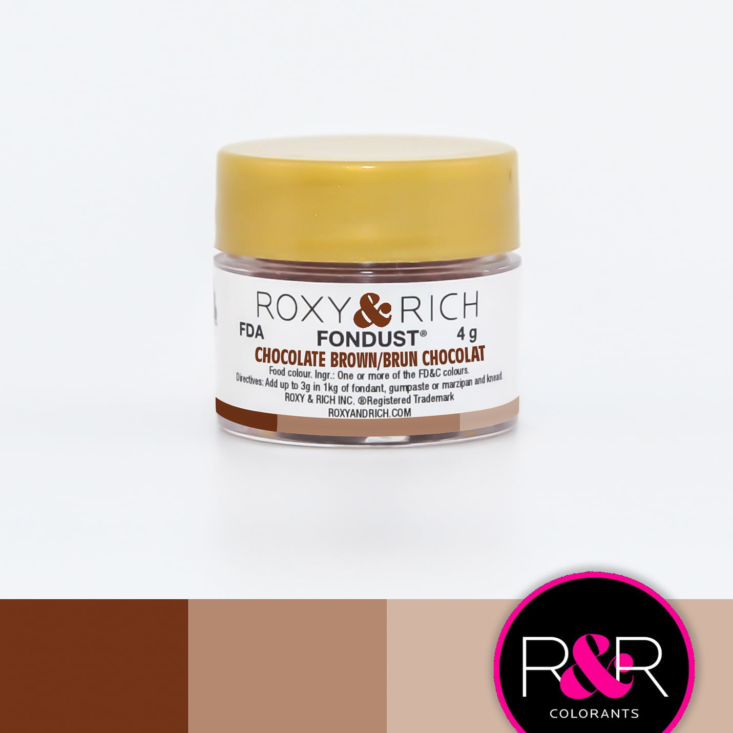 Roxy & Rich Fondust Vandopløselig pulverfarve, Chocolate Brown - 4 g (UDGÅR)