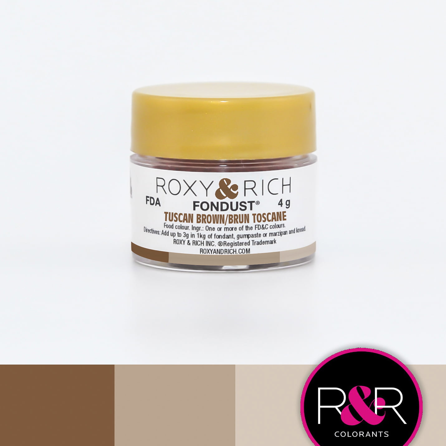 Roxy & Rich Fondust Vandoploeselig pulverfarve, Tuscan Brown - 4 g