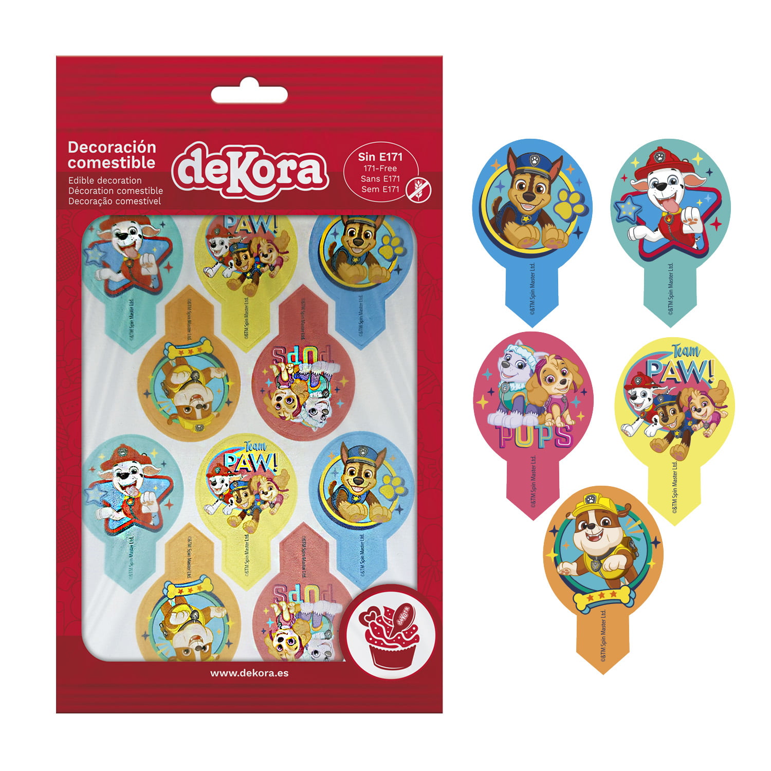 Dekora Kagetoppere - Kageprint med Paw Patrol, 6,4 x 4 cm - 20 stk - Billede 5