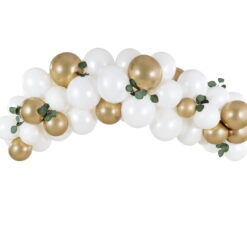 PartyDeco Ballonguirlande - hvid og guld, 200 cm (1)